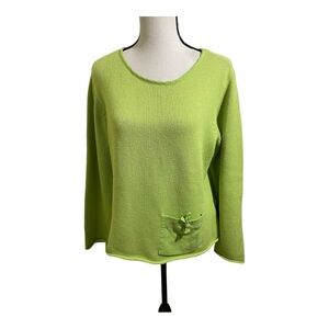 David Brooks cotton linen blend small pocket front knit style. Size Medium